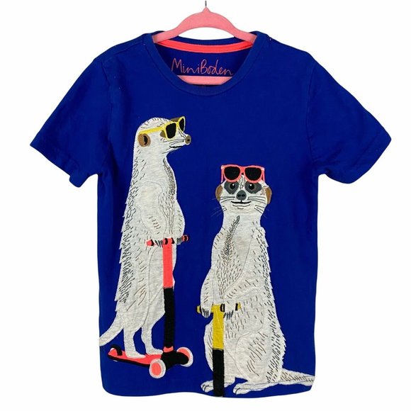 Mini Boden Other - Mini Boden Kids Meerkat Applique T Shirt Size 5-6 years Blue B1139 Tagless Cute